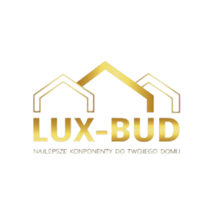 Logotyp firmy Lux-Bud z podpisem najlepsze komponenty do Twojego domu